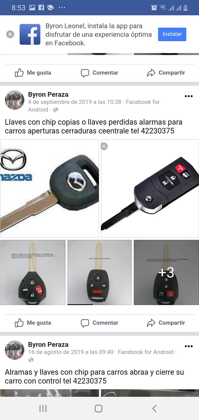 Llaves con chip copias o llaves perdidas