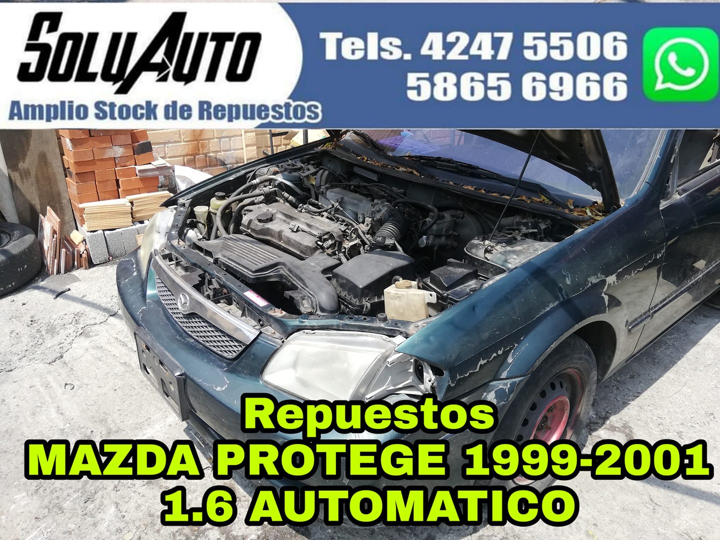 REPUESTOS MAZDA PROTEGE 1999-2001 MOTOR 1600 AUTOMATICO 

CULATA 1.6, CAJA AUTOMÁTICA, cigueñal 1.6,