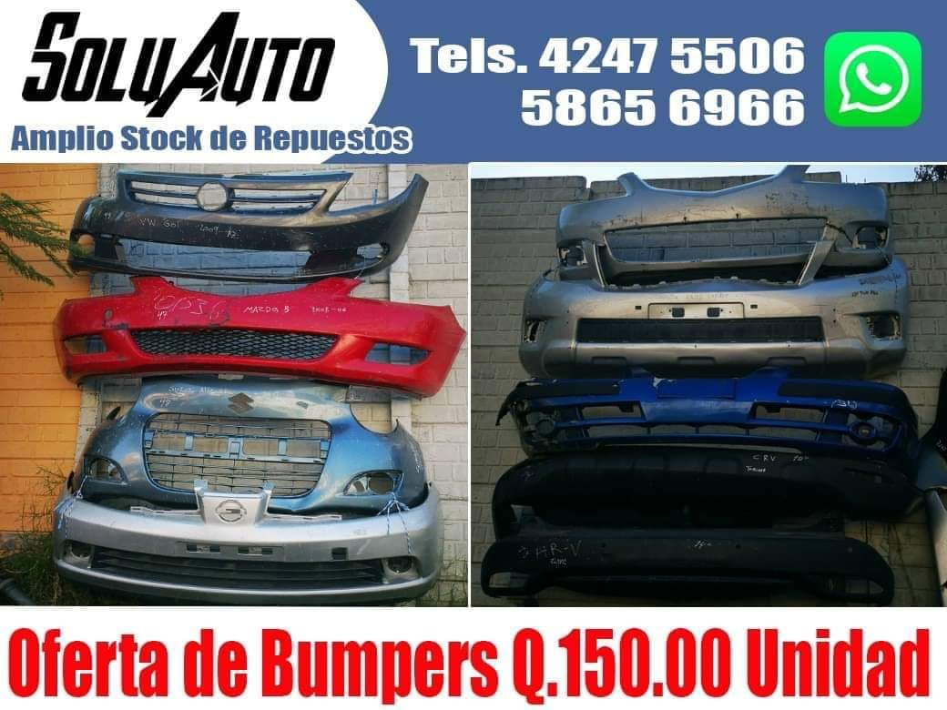 LIQUIDACION DE BUMPERS DELANTEROS Y TRASEROS A Q.150.00 UNIDAD