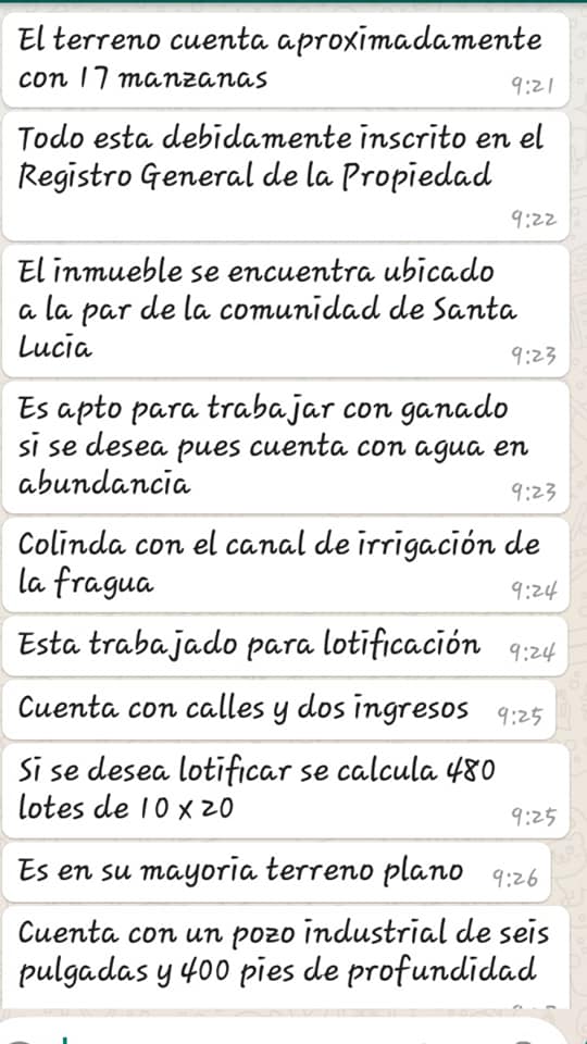 Vendo 17 manzanas de terreno plano ideal para lotes ya se estáva trabajando en la lotificacion