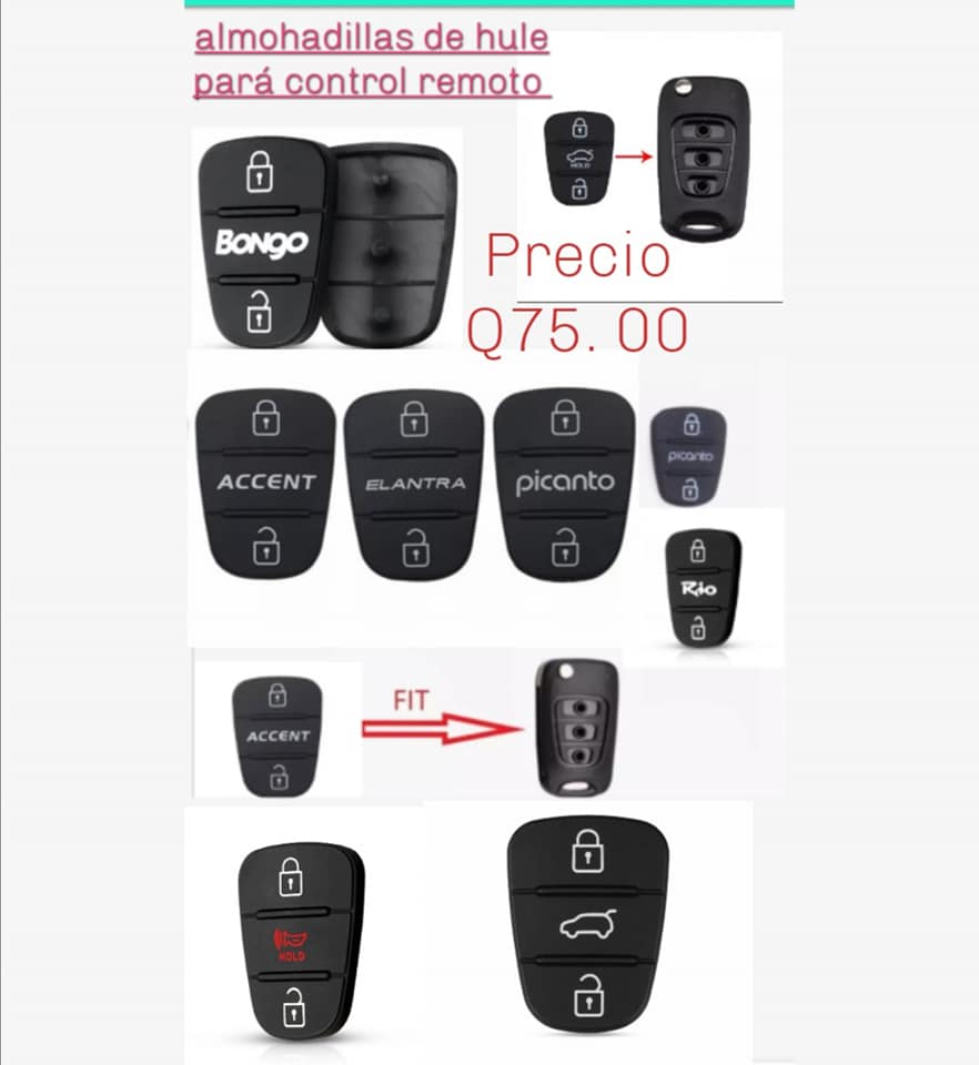 ALMOHADILLAS DE HULE PARA CONTROL DE KIA RÍO, PICANTO, SPORTAGE, HYUNDAI ACCENT, ELANTRA