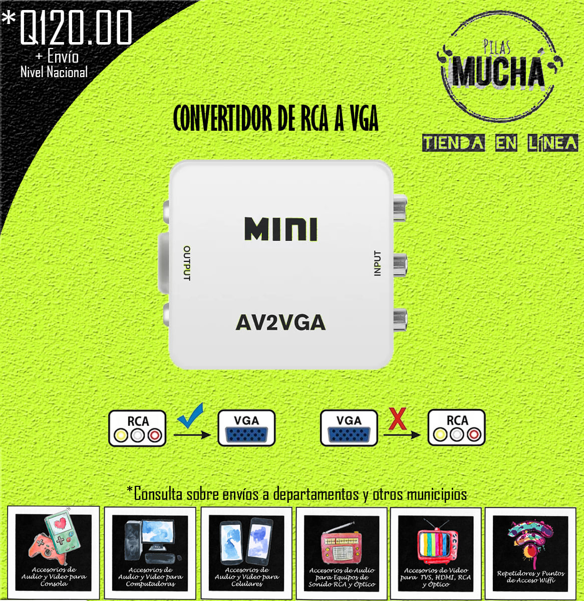 CONVERTIDOR RCA a VGA (Precio sin envío)
