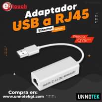 Adaptador de USB a cable de red RJ45 (Ethernet 10/100 Mbps), para que puedas con