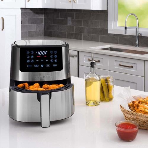 Gourmia - Freidora digital de aire de acero inoxidable de 5 litros