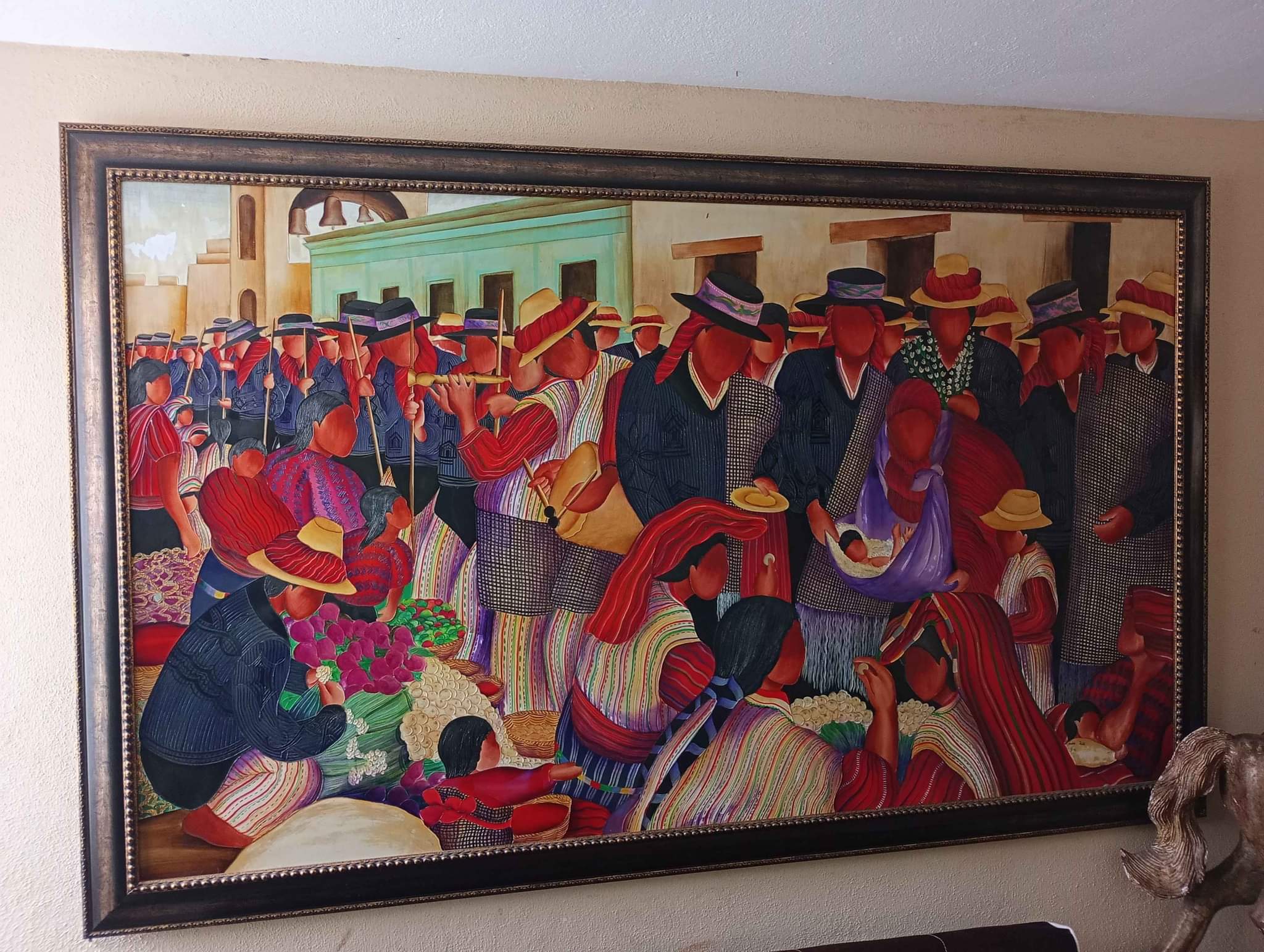 Cuadro pintado en acrílico del año 90. Con medidas de 1.40 metros de alto, por 2