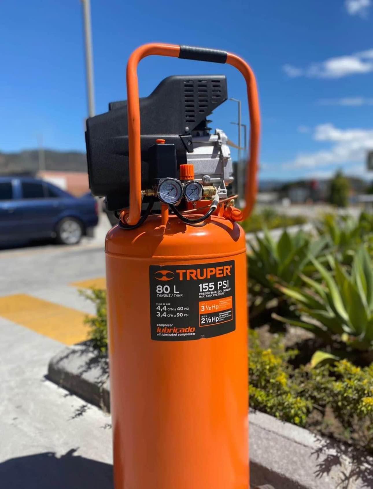 Compresor de 80 litros TRUPER 

Especificaciones
Capacidad del tanque: 80 L
Pote