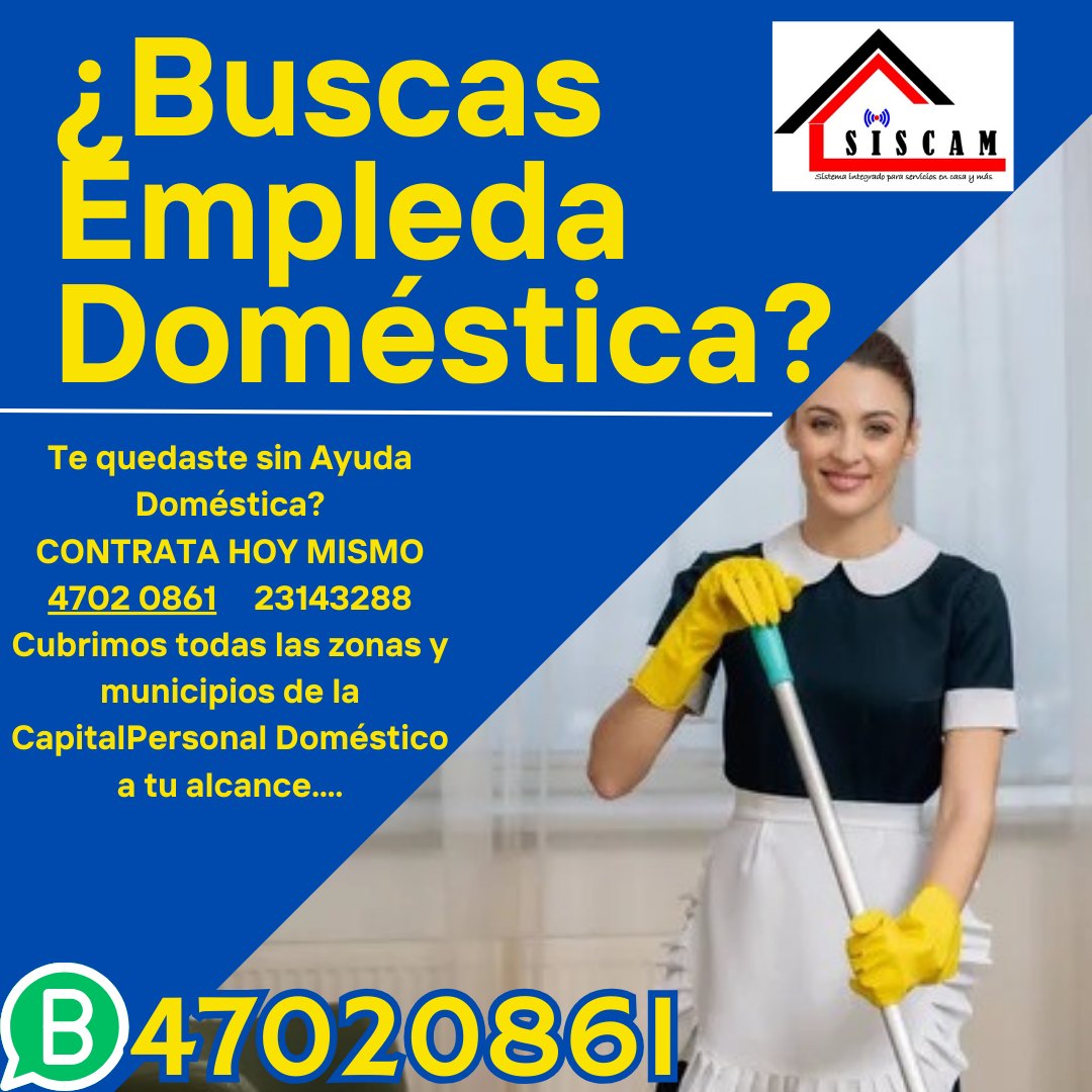 No te quedes Sin Personal Domestico!!
 Llegamos a la puerta de tu casaContamos c