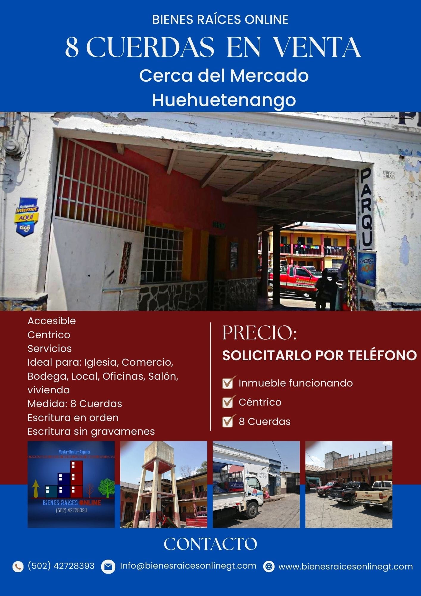 8 Cuerdas en Venta, cerca del Mercado de Huehuetenango.

Características:
8 Cuer