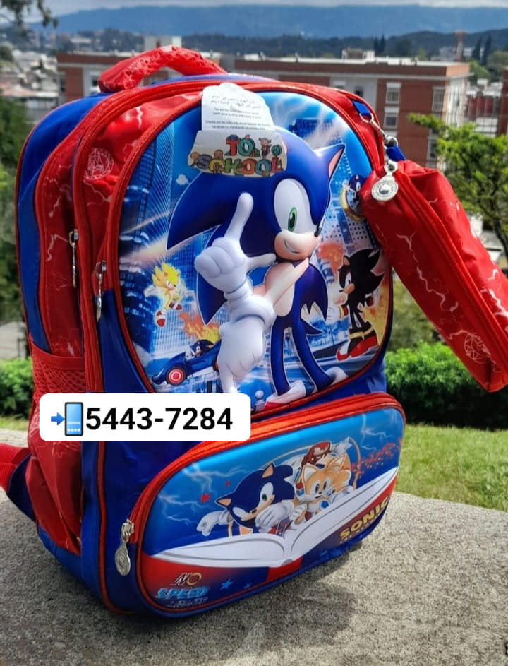 OFERTA Q135 #mochiladesonic 
Hermosas mochilas 3D impermeables tamaño oficio  Id