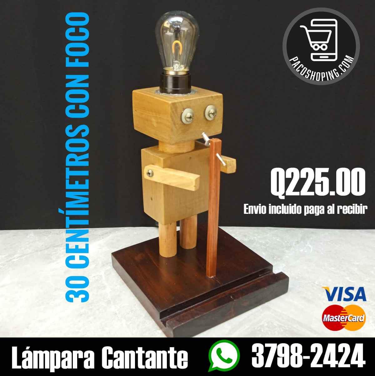 Preciosas lamparitas de madera con foco vintage, 
 Q225 cada una, incluye envío