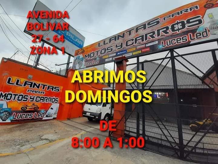 31 ABRIMOS MEDIO DIA 

ABRIMOS DOMINGOS 
LLANTAS PARA CARRO Y MOTO 

ENVÍO A TOD