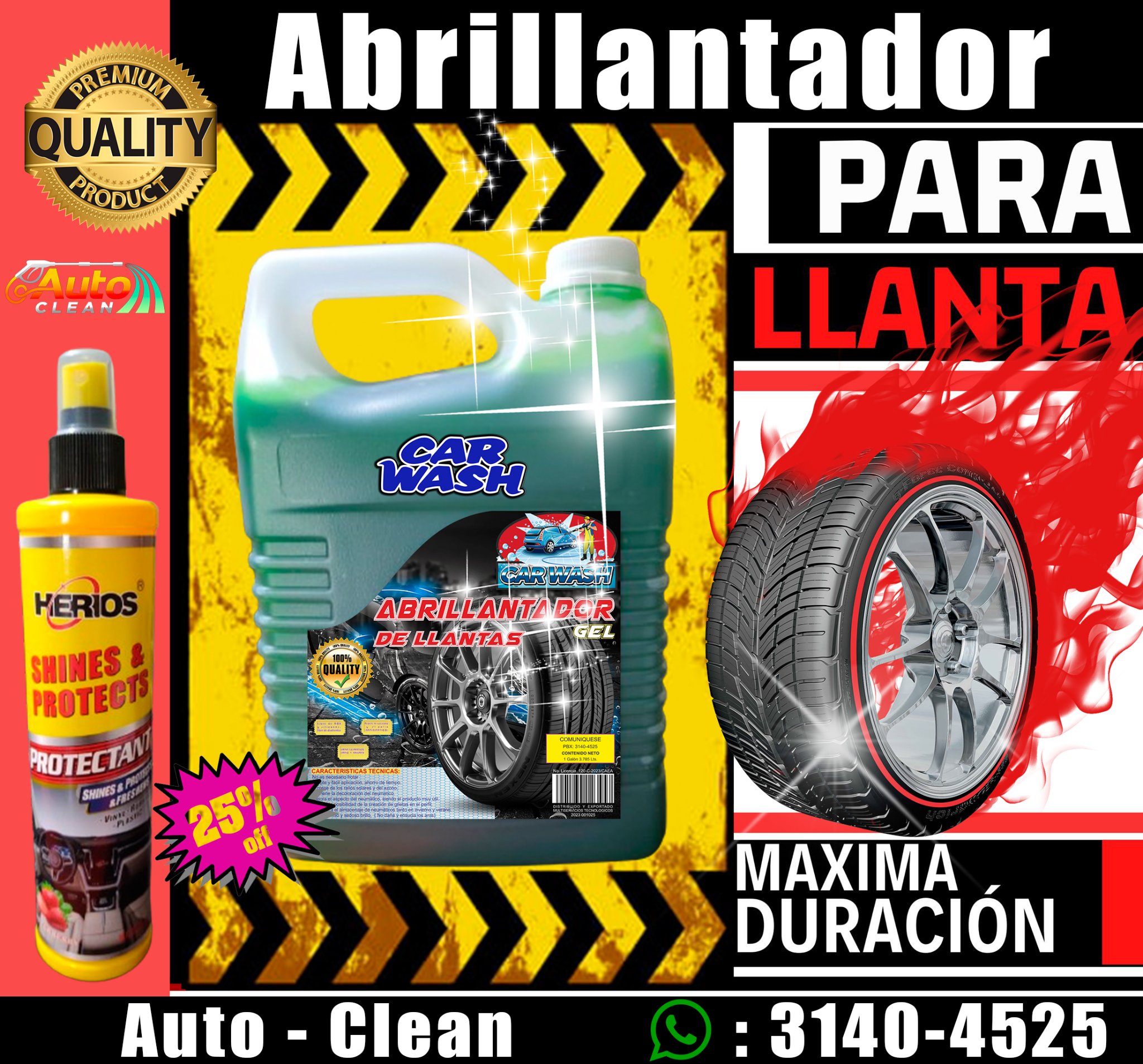 ABRILLANTADOR PARA LLANTAS   DALE BRILLO A LOS NEUMÁTICOS DE TU AUTO  POR MÁS T