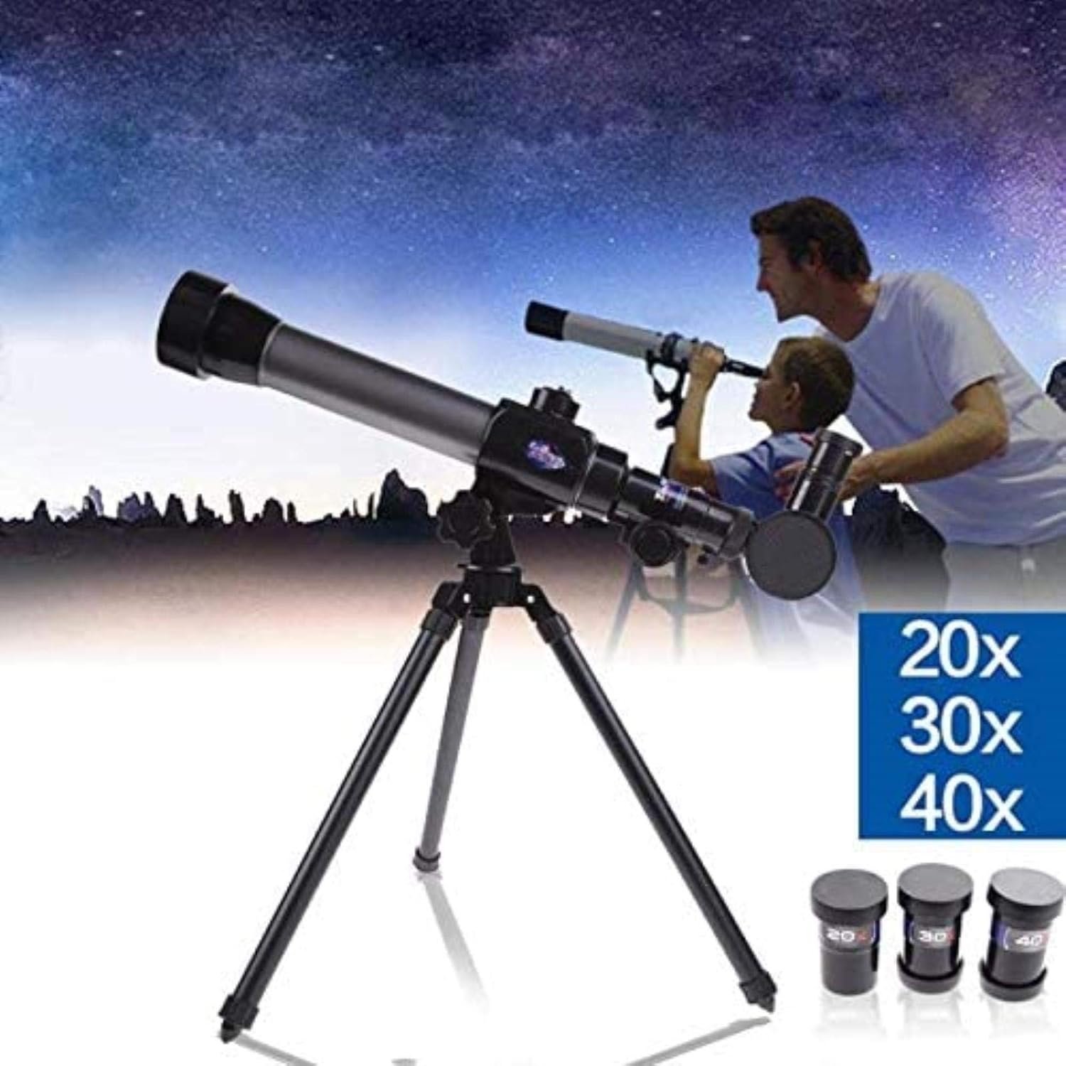 Telescopio Refractor Astronómico de Plásticos con Trípode C2105 para Niño Princi