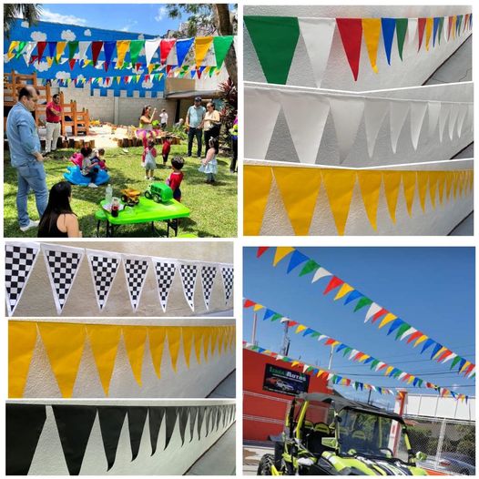 Adquiere tus BANDERINES triangulares especiales para exteriores. Resistentes a l