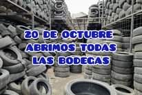 20 DE OCTUBRE
ABRIMOS TODAS LAS BODEGAS 
LLANTAS PARA MOTO

PAGO CON TARJETA
VIS
