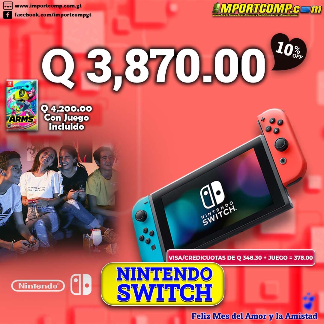Consola portátil y accesible AL MEJOR PRECIO.
Te ofrecemos una Nintendo Switch p