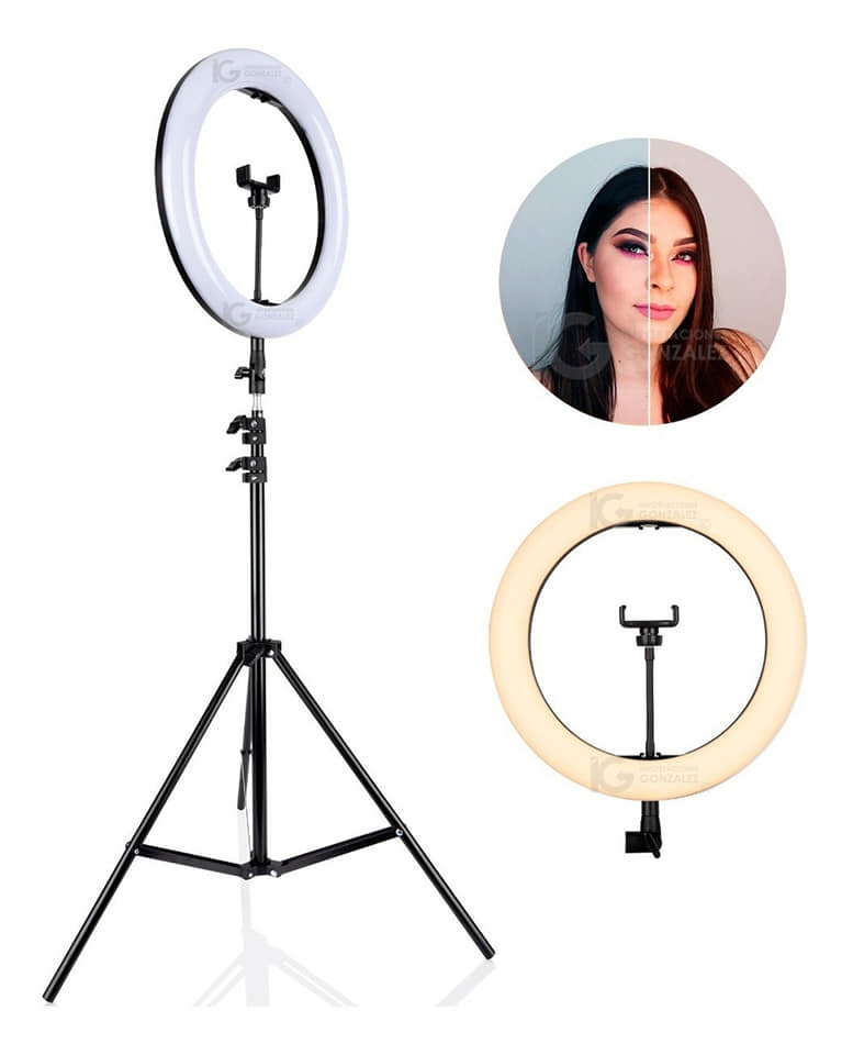 Anillo de Luz LED de 13 pulgadas con Tripode de 2 metros soporte para celular.