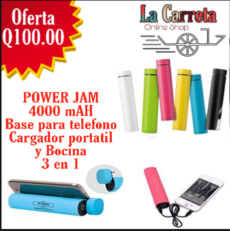 POWER JAM
 
Es un dispositivo 3 en 1.

Es un altavoz externo, un soporte para ce