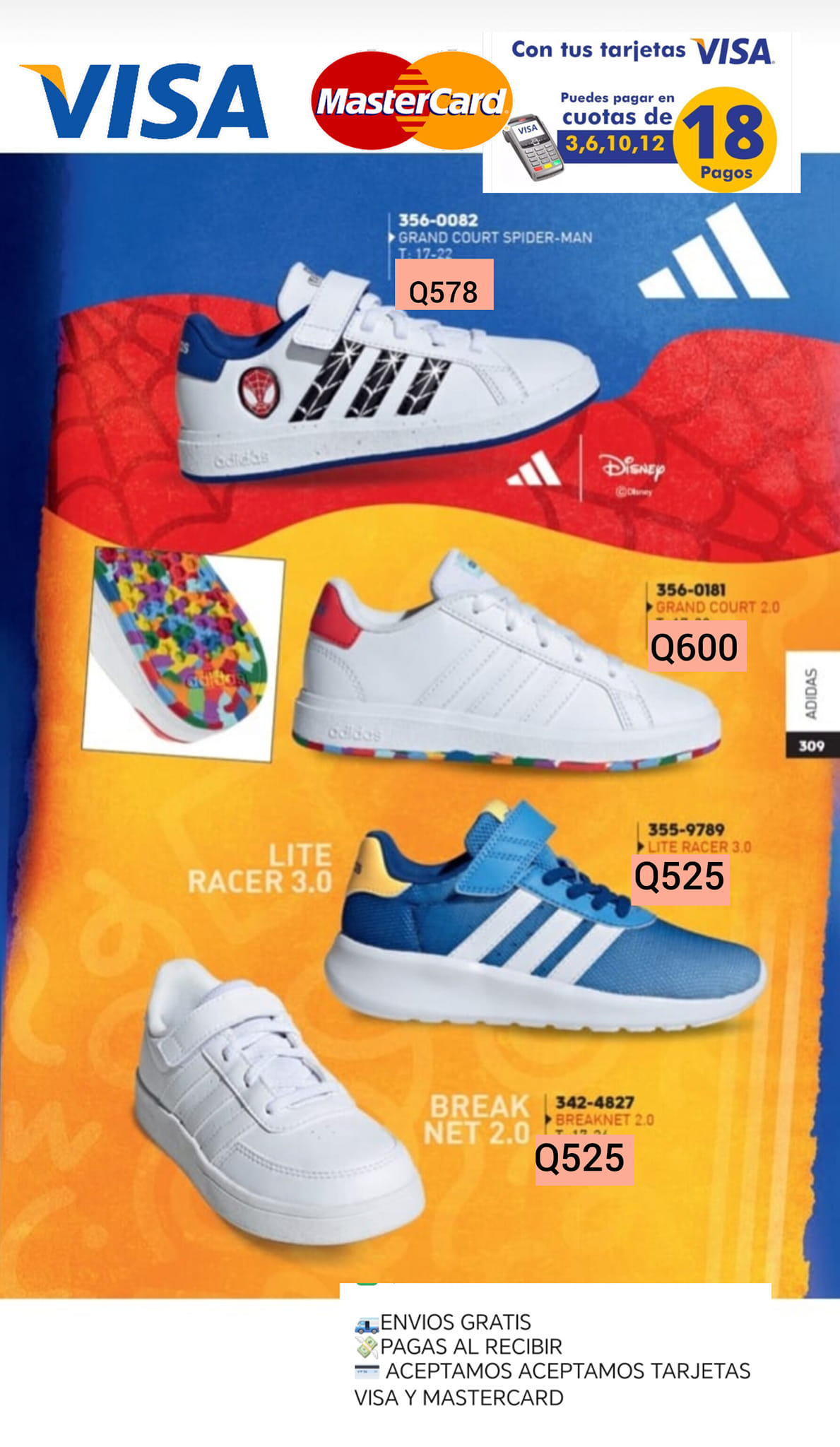 Zapatos deportivos para niños y niñas de diferentes estilos y colores y tallas e