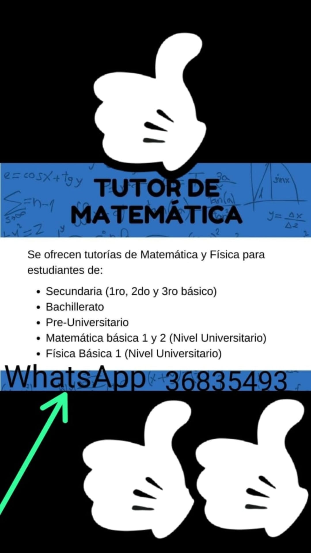 Tutorias / Clases de Matemática y Fisica
Tareas y Exámenes
Escribe al WhatsApp 3