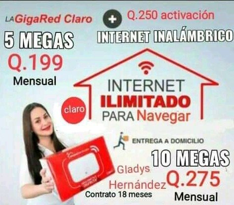 Internet inalámbrico 
 WiFi para su hogar o trabajo
 WhatsApp 35088667