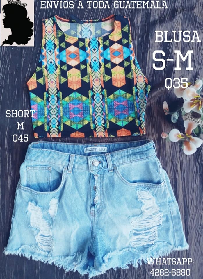 Blusa Dama 
 Talla: S-M
 Precio: Q35
 Short Dama
 Talla: M
 Q45
 Envios a toda l