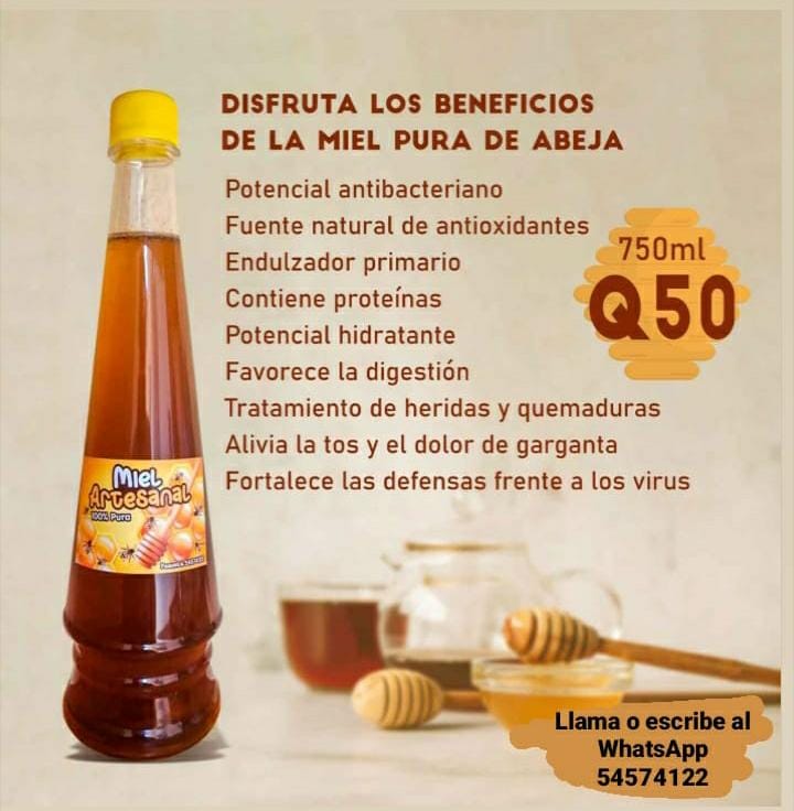 MIEL ARTESANAL 100% PURA
 
 Entregamos a domicilio de 2 en adelante + envío.
 Pu