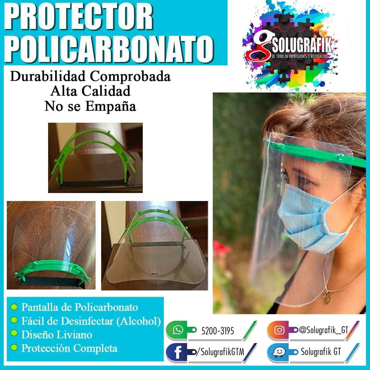 CARETAS FACIALES POLICARBONATO
 DISPONIBLE ENTREGA INMEDIATA
 PRECIOS MAYORISTAS