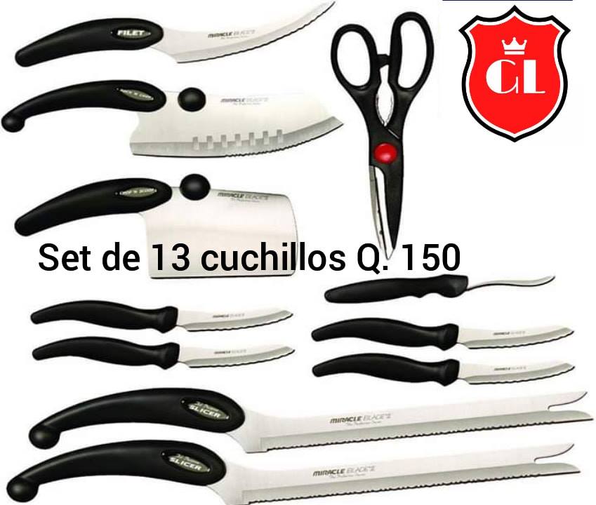 SET DE 13 CUCHILLOS 
  Acero inoxidable
  Q. 150.00
  WhatsApp 5593-5505
  Enví
