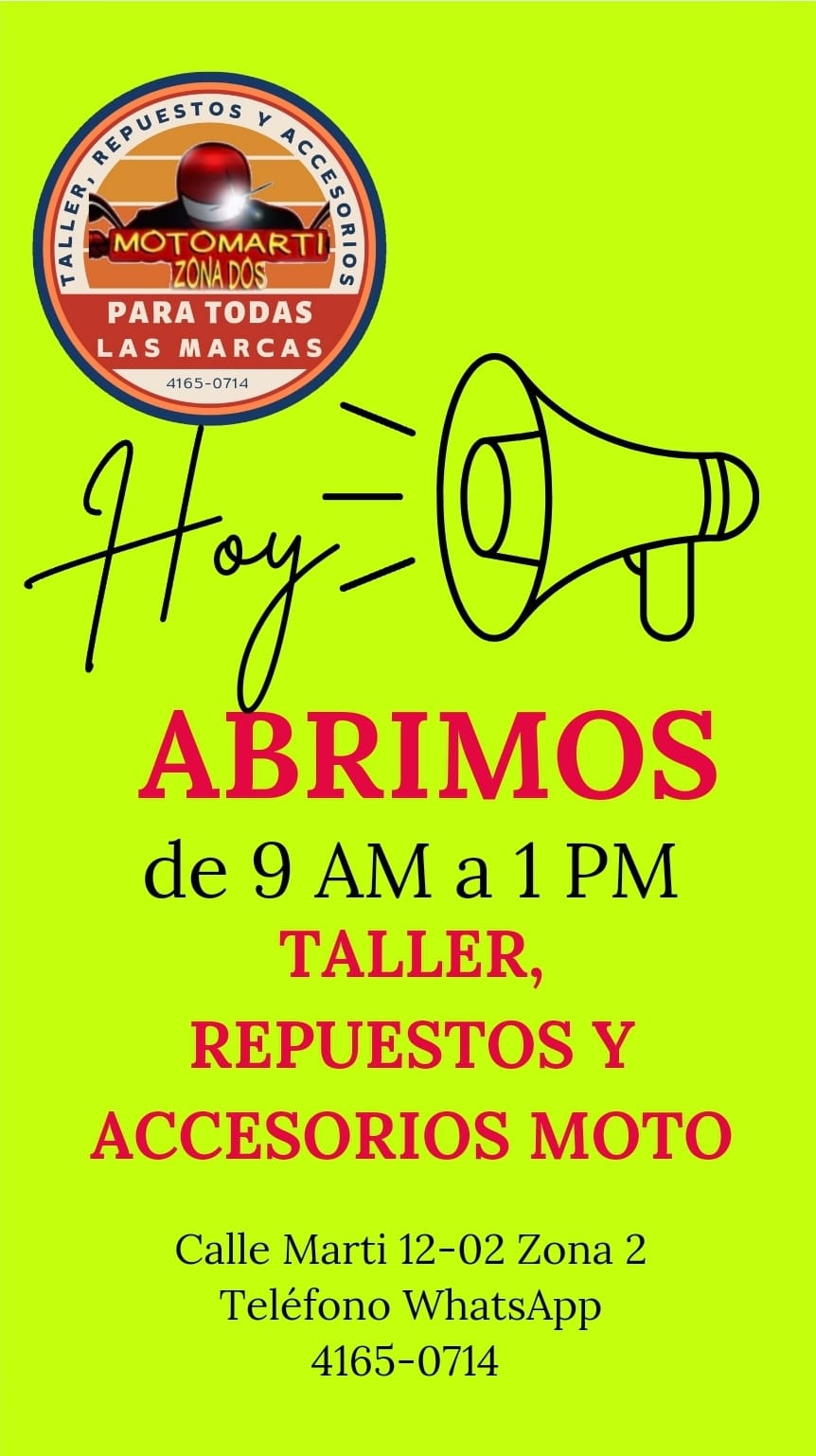 Aceptamos:
Efectivo 
Tarjeta de Crédito 
VisaCuotas 
Transferencia 

HORARIO DE