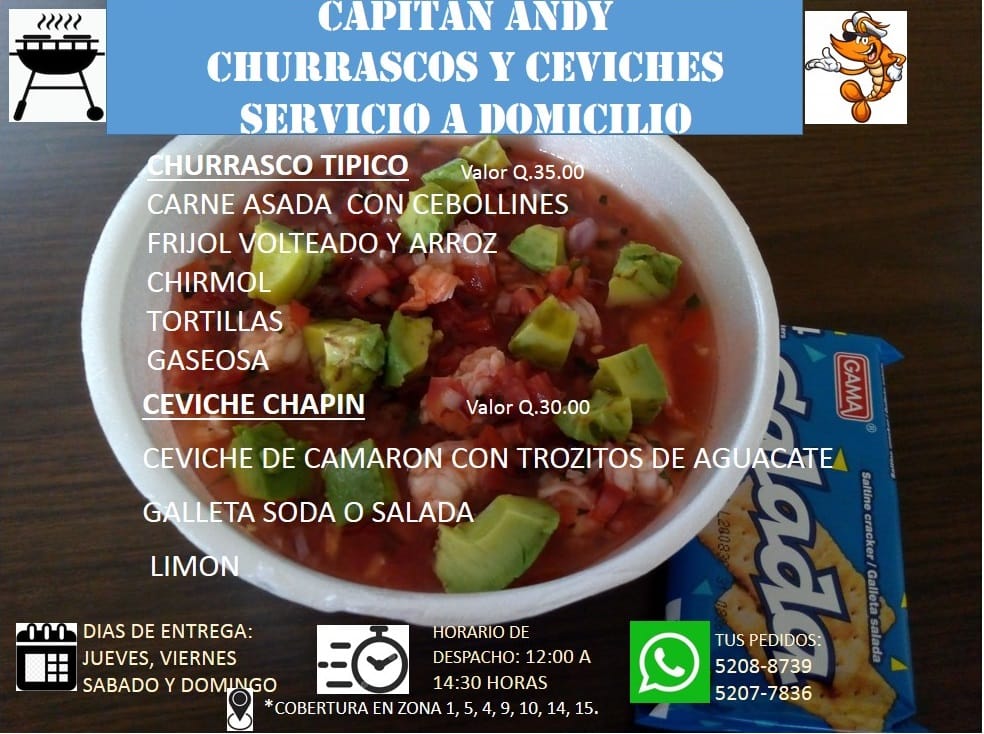 Que tengan bendecido día 
 Capitán Andy les viene ofreciendo deliciosos churrasc