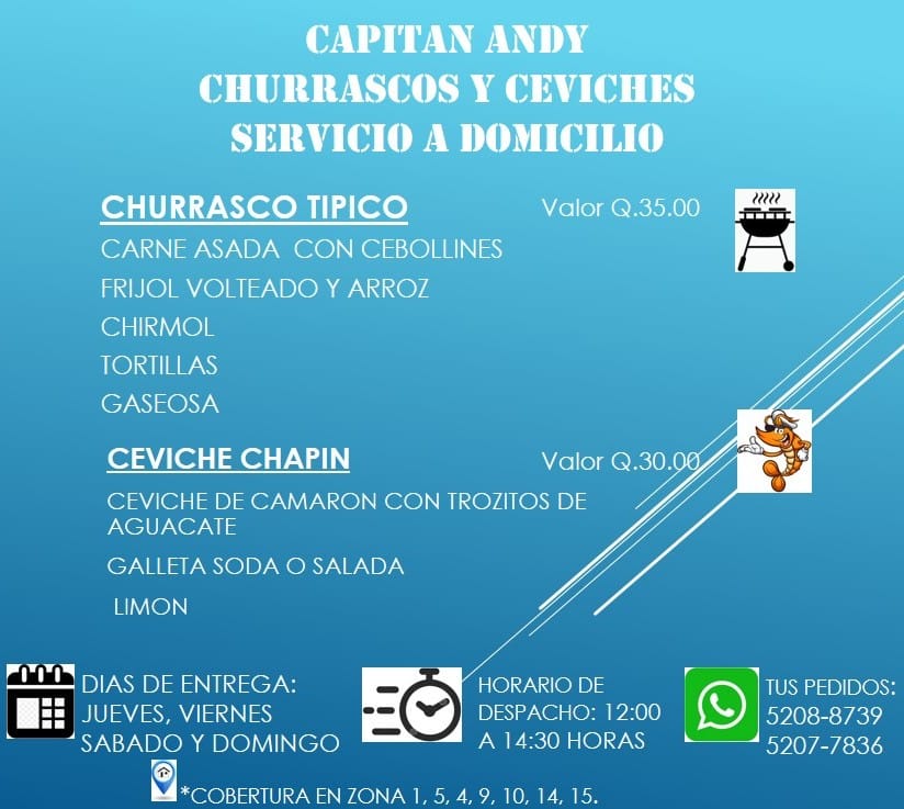 Buen día  amigos tengan bendecido día 
 Capitán Andy les viene ofreciendo delici