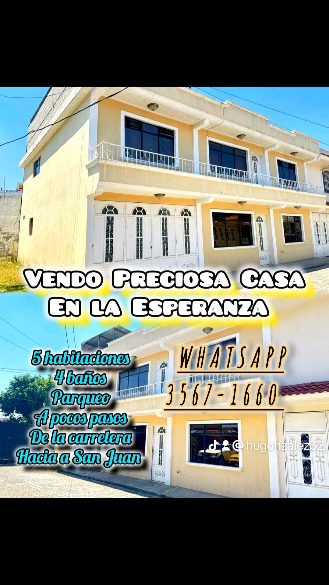 Casa la esperanza 
WhatsApp 3567-1660 
Casa de 2 niveles 
Ubicada en Condominio
