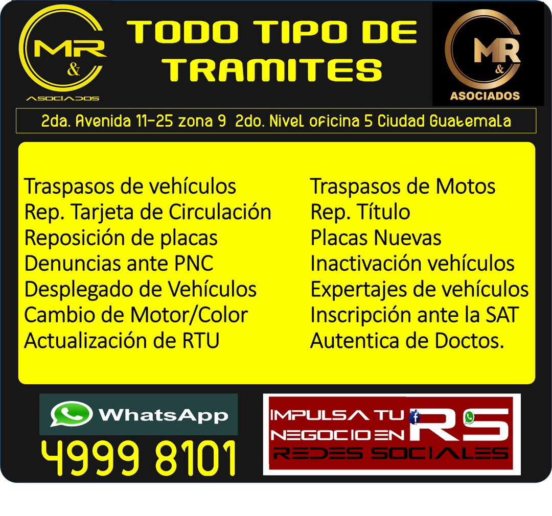 Hacemos todo tipo de tramites
 Si no deseas salir hacemos tu traspaso en linea