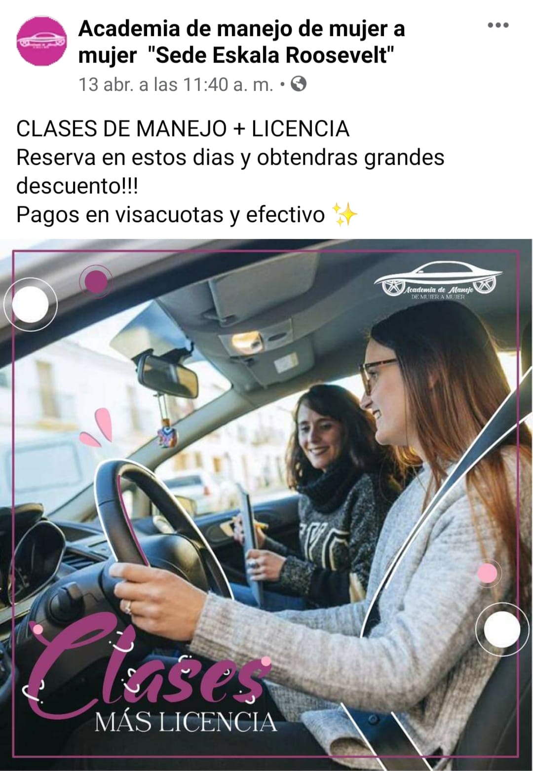 Combo 
 Clases + Licencia 
 Estamos en Eskala Roosevelt 
 Mas informacion al wha