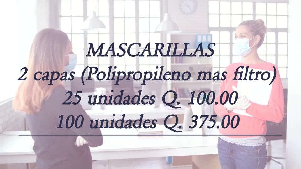 Venta de mascarillas.
 Colores (verificar disponibilidad) 
 - De polipropileno y