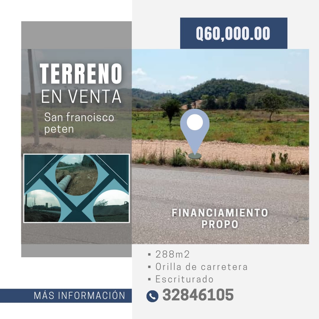 OPORTUNIDAD DE INVERTIR

LOTES A LA ORILLA DEL ASFALTO
ENTRE SAN FRANCISCO Y SAN