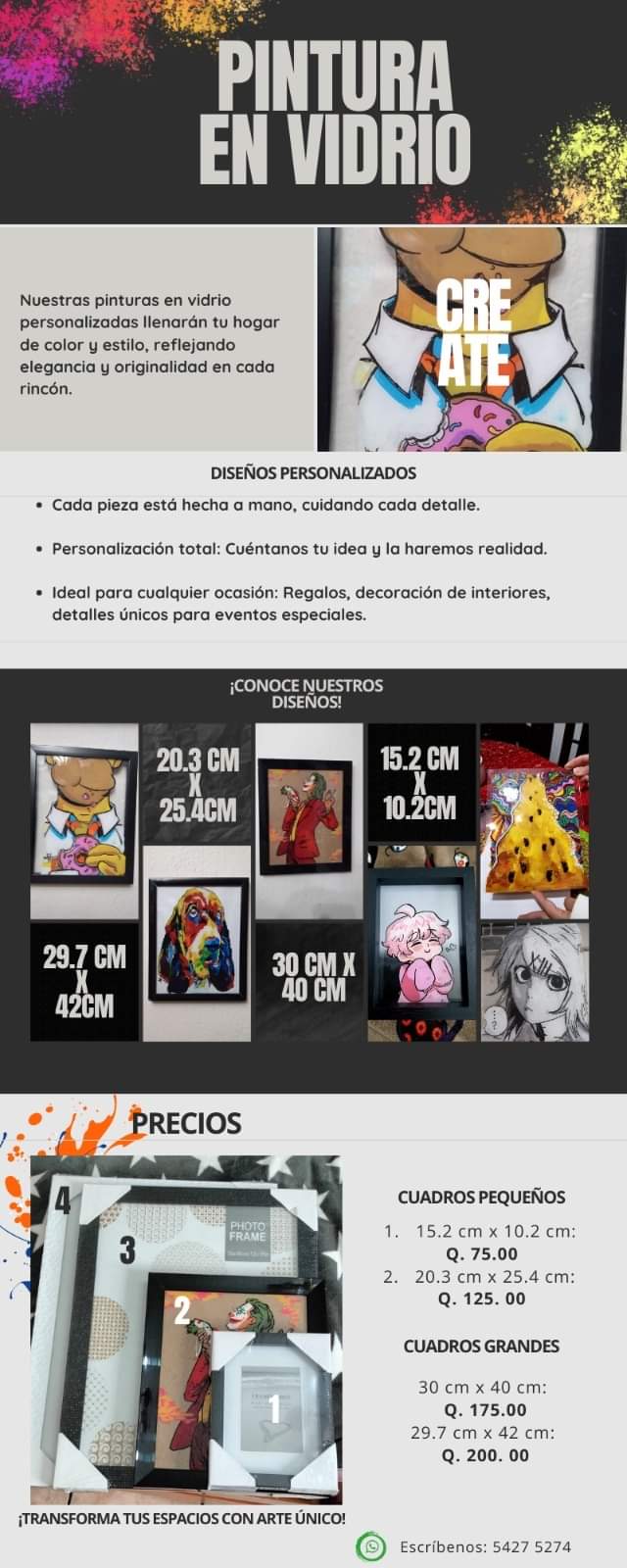 Haz de cada espacio un lugar especial con nuestras pinturas en vidrio. ¡Contácta
