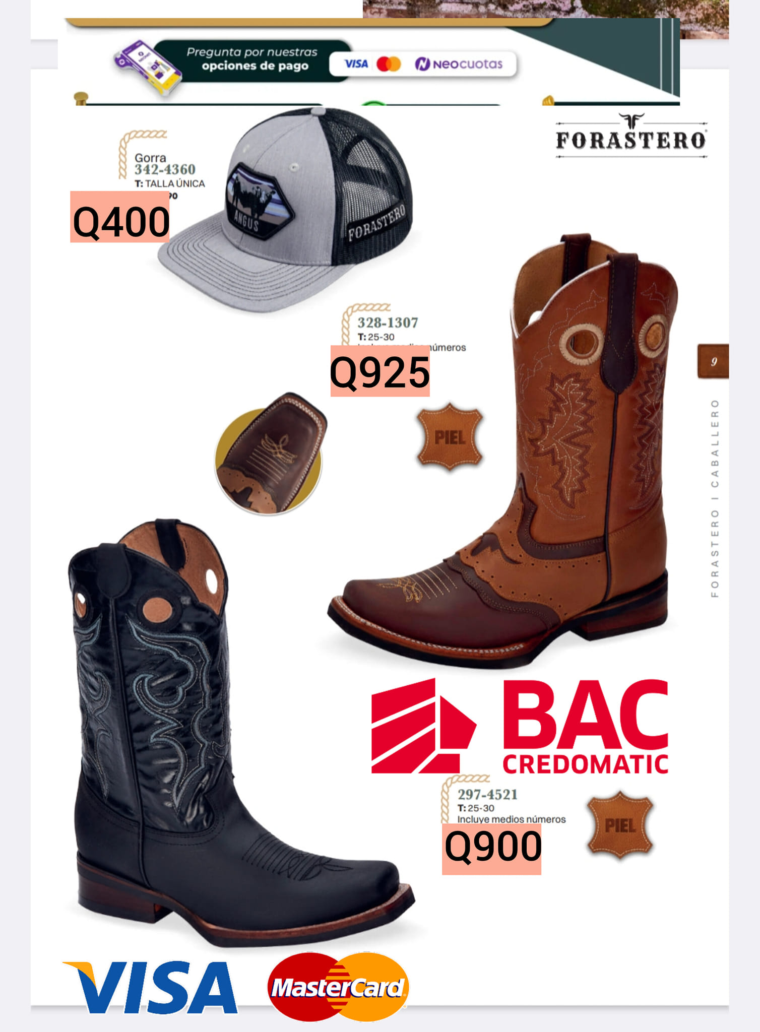 Calzado para caballeros 
 pagas al recibir 
 Pagos con tarjetas de débito y créd