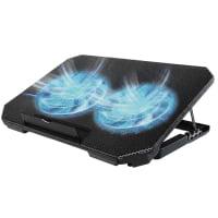 Base Con 2 Ventiladores Marca AON Modelo Frost On GX7 Para Notebook Con LED Azul