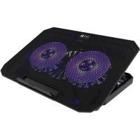 Base Con 2 Ventiladores Marca Xtech Modelo XTA-156 Para Notebook Ajustable Con Led Azul