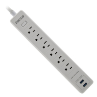 Protector De Tension Marca Forza Modelo FSP-612USBW Capacidad De 1200 Joules/1680 Watts Con 6 Salidas Voltaje De 120V Color Blanco