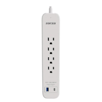 Regleta Marca Forza Modelo FSP-451USBCW De 4 Tomas, 1 Puerto USB-C Y 1 Puerto USB-A Color Blanco De 500 Joules