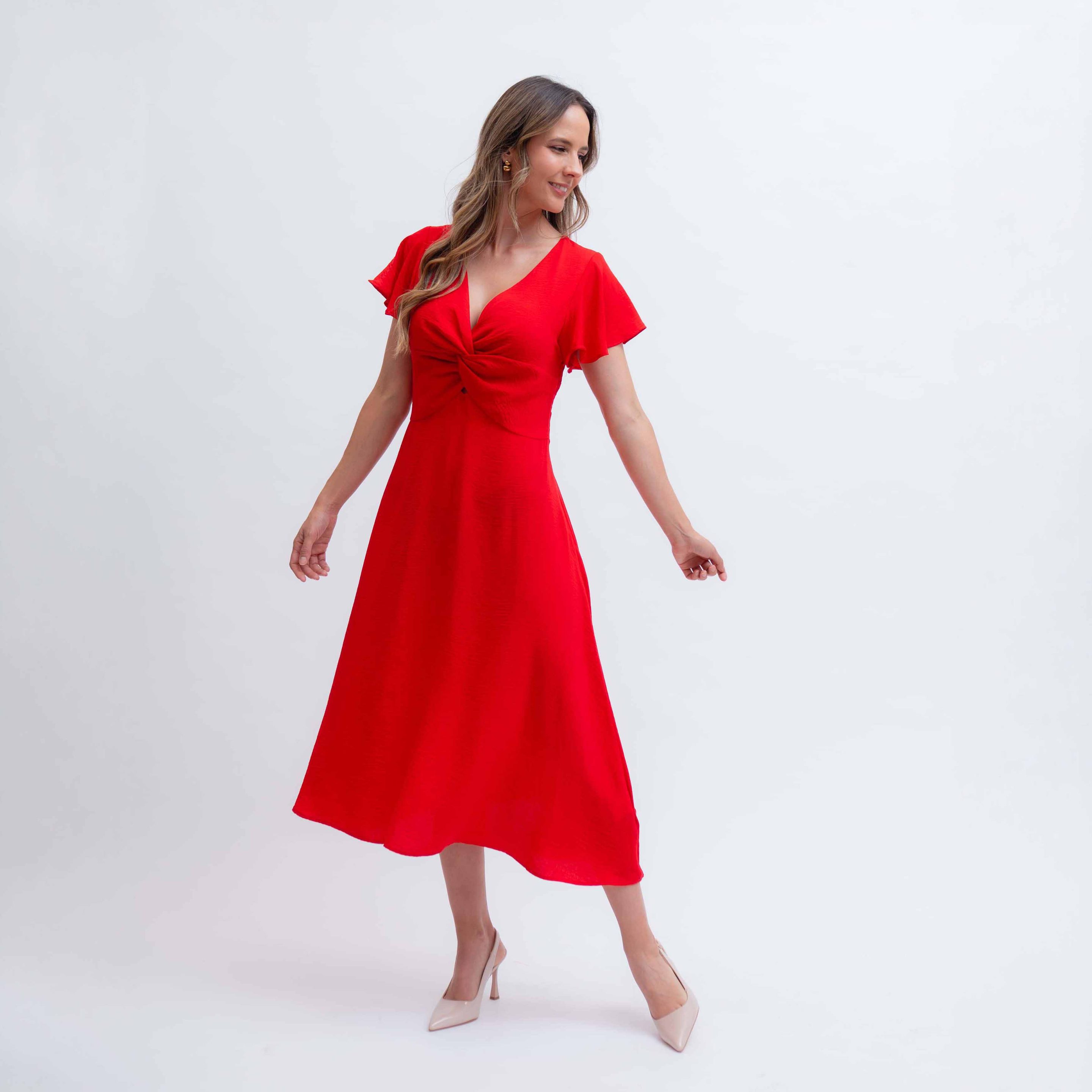 Vestido Midi M/C Espalda Amarre