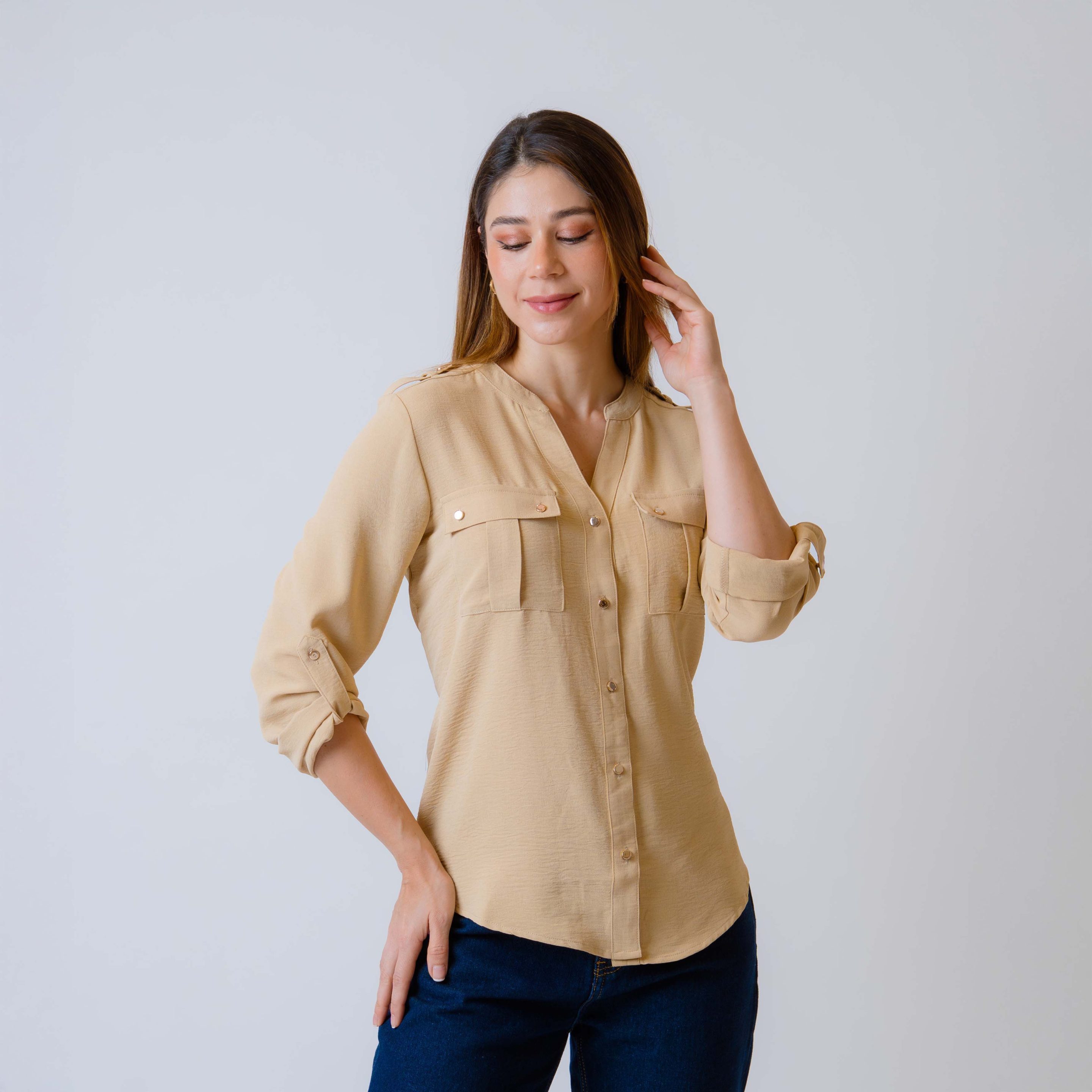 Blusa M/L 2 Bolsas C/Chino