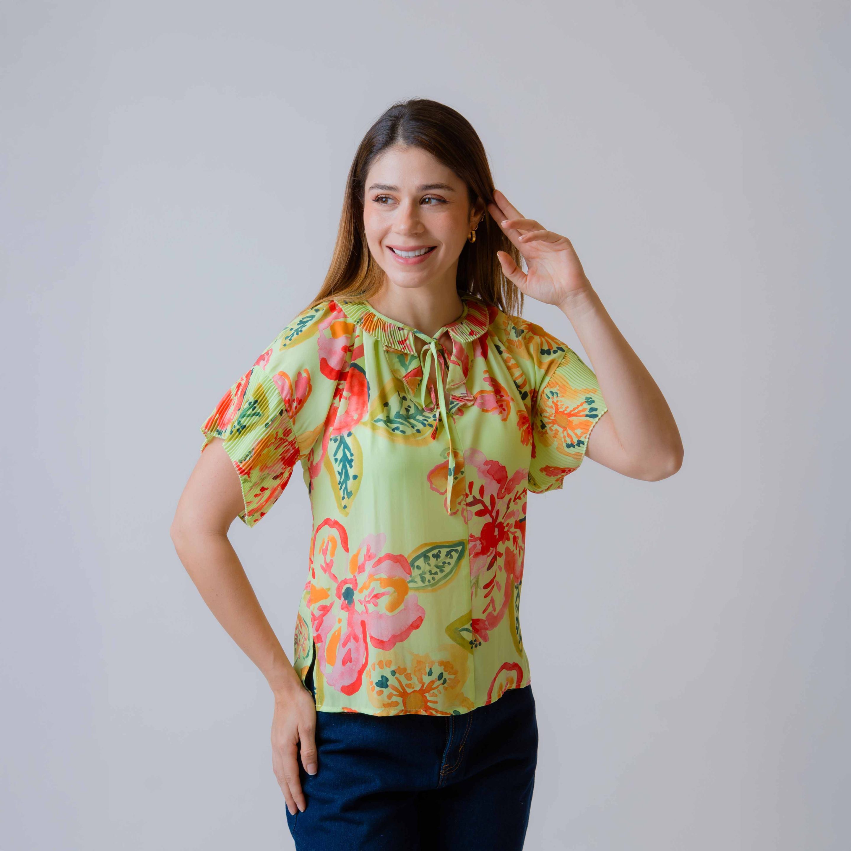 Blusa M/C Plisada  Estampada