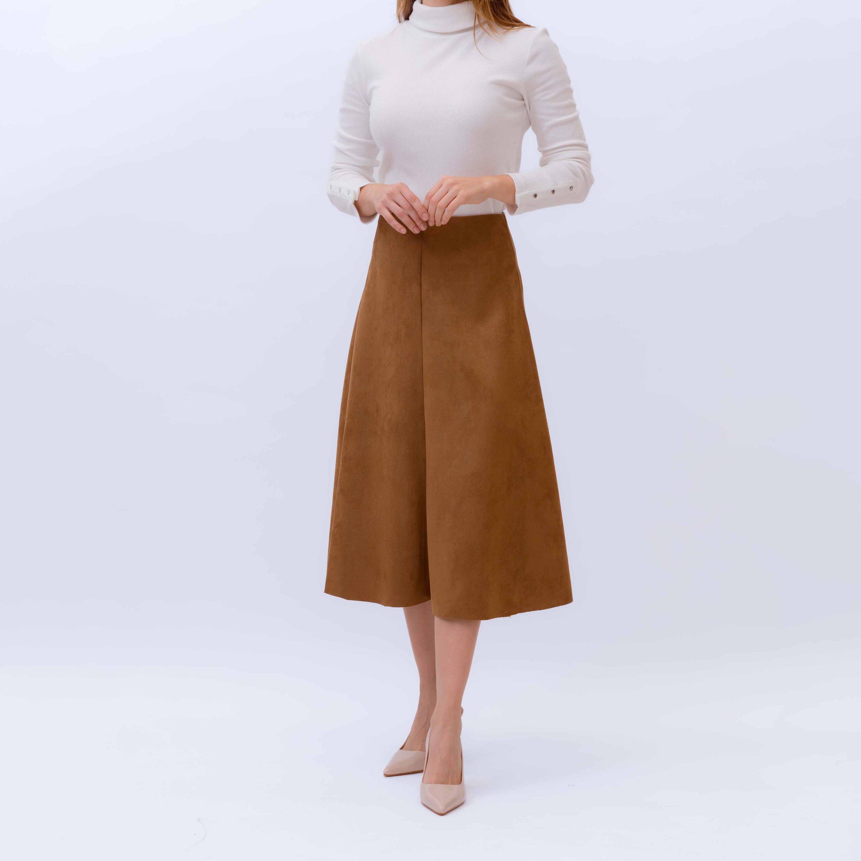 Falda Midi Simil Gamuza