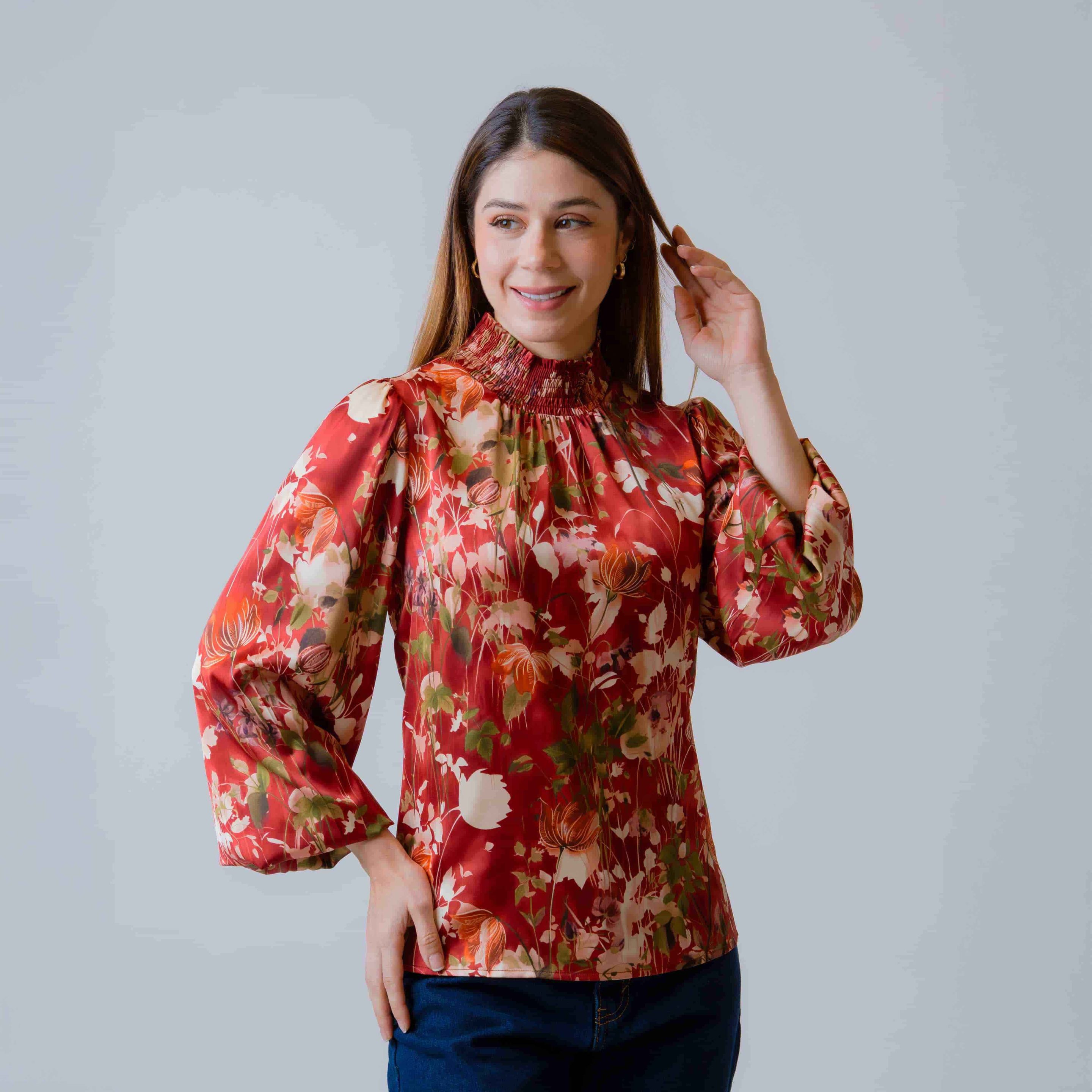 Blusa M/L Estampada C/Elastico