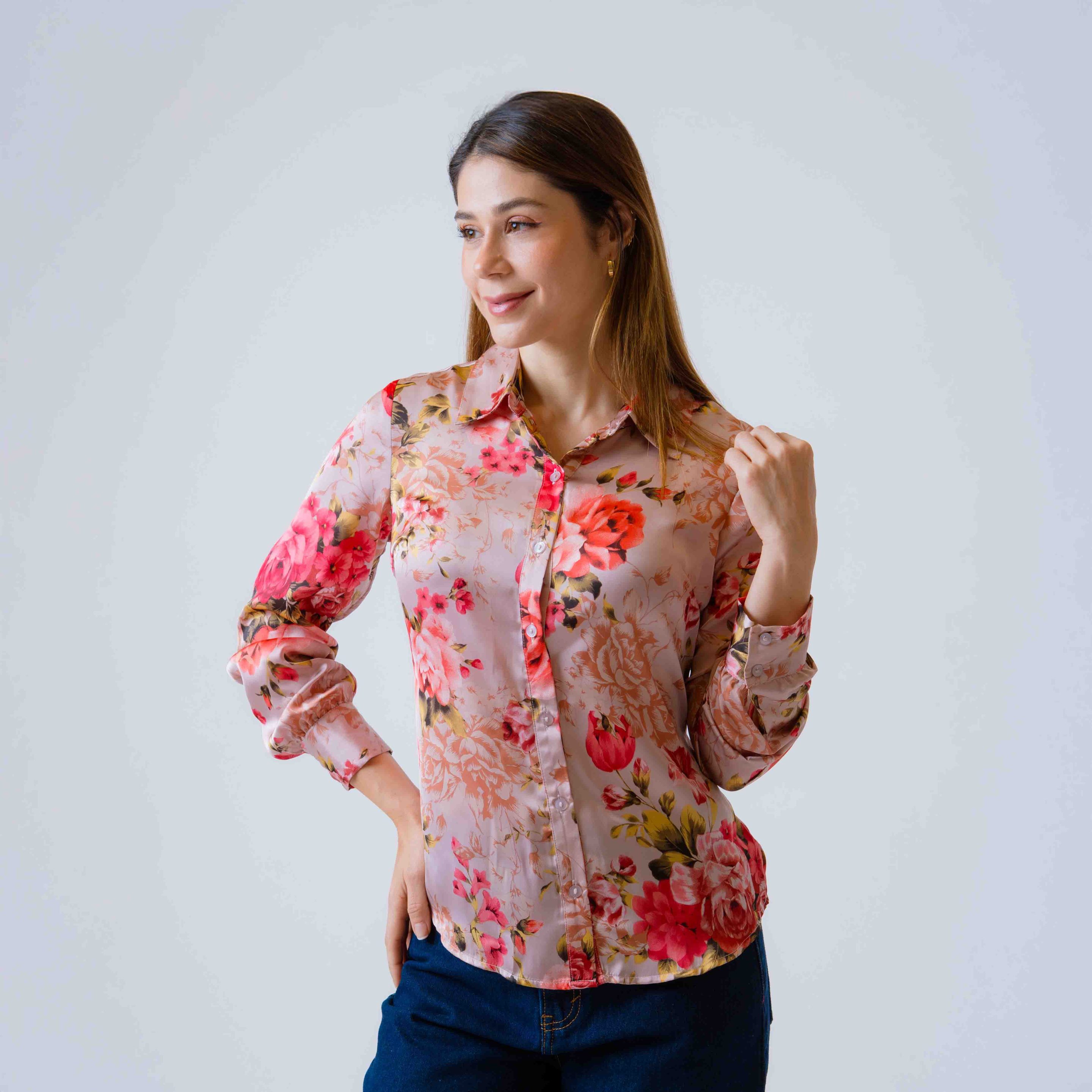 Camisera M/L Satin Estampada