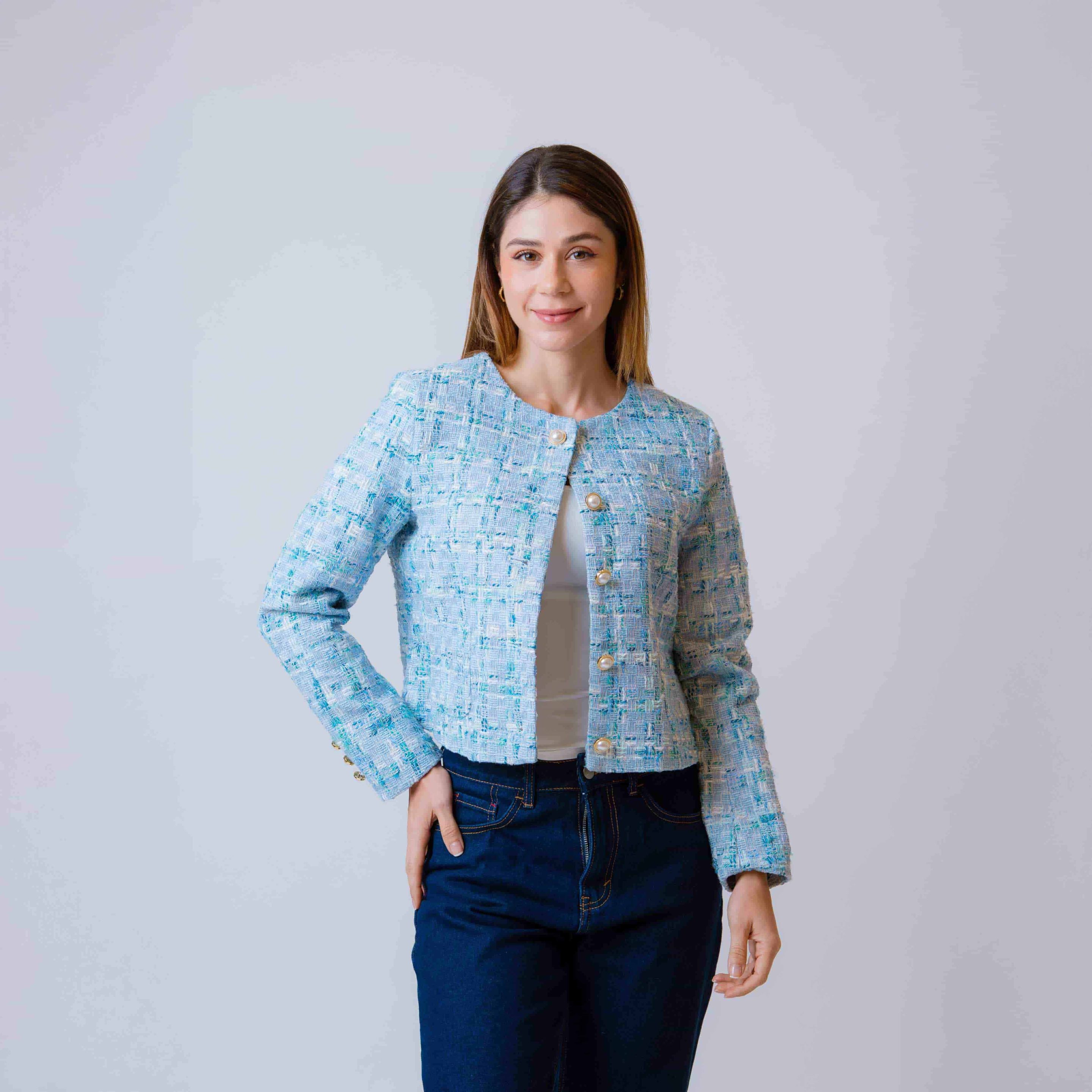 Chaqueta Jaspeada Boton Perleado